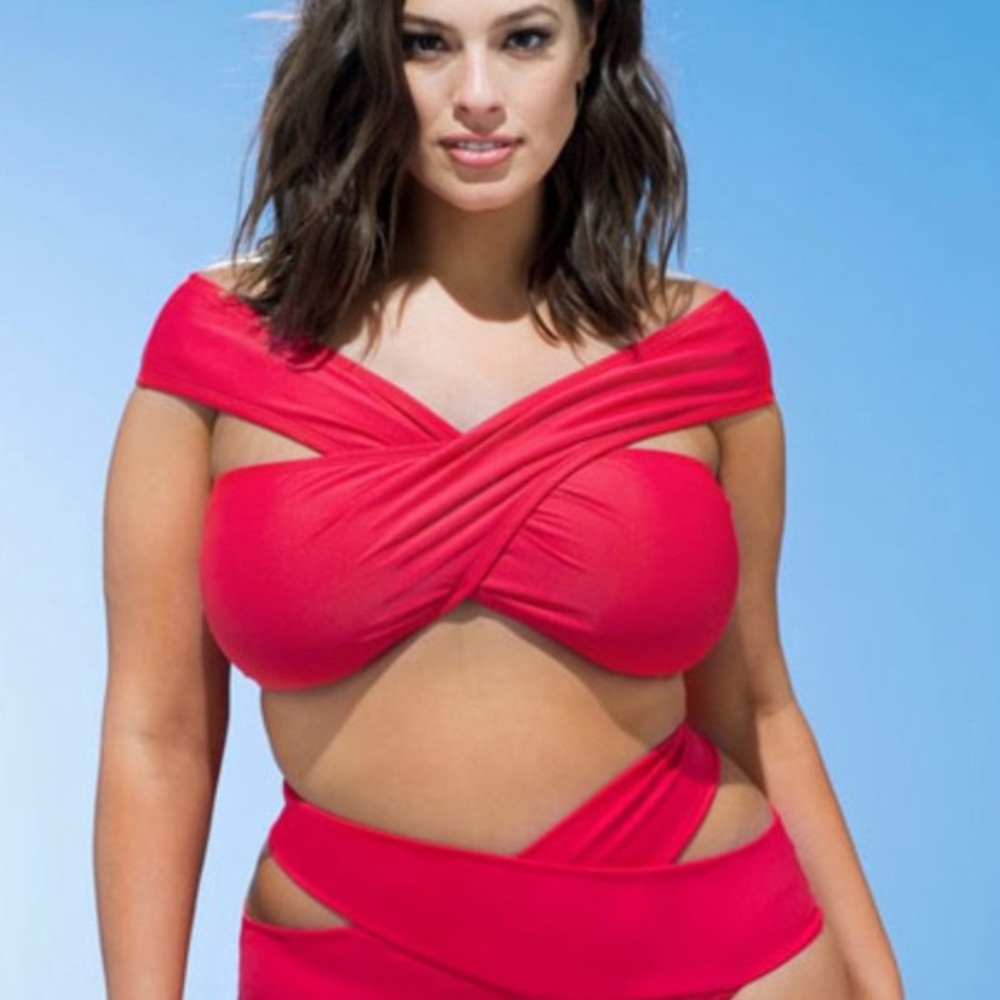 Ashley Graham Sexy Red Bikini
